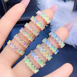 반지 New Natural Faceted Opal Ring 925 Silver Lady 's Ring Opal Opal 고급 우아한 결혼식 약혼 선물