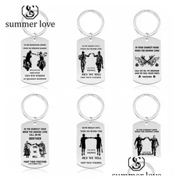 Key Rings Stainless Steel Keychain Brother In The Darkest Hour When Demons Come Fight Them Together Ring Gifts For Friends Drop Deli Dhoxa