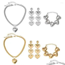 Brincos de colar de colar para o coração Pingente de jóias de pulseira de pulseira de joalheria de pingente leve para entrega de entrega de meninas DHGARDEN DHHJN