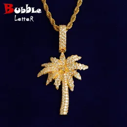 Halsband bubbla bokstav palmträd halsband för män is av hänge bling äkta guld pläterade hiphop mode smycken smycken