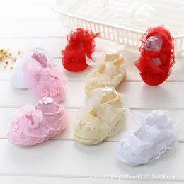 First Walkers 2023 5 ألوان الربيع والصيف 0-2 Y Girls Sandals Lace Lace Flowers Soft Botfler Baby Baby Princess Shoes