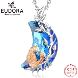 Collane Eudora Nuovo argento sterling 925 blu cristallo luna volpe collana albero della vita ciondolo moda uomo donna gioielli regali