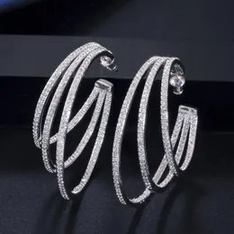 Huggie 3Graces Sparkling Cubic Zirconia Big Geometric Circle Round Hoop Earrings for Luxury Wedding Party Jewelry Gifter803