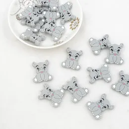 Perlen Chenkai 50 Stück Silikon-Perlen in Nashornform, Baby-Tierperlen, BPA-frei, für Säuglinge, kaubare Schnullerkette, Schnullerspielzeug-Zubehör