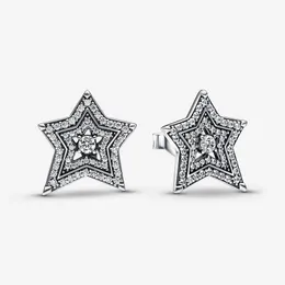 Brincos de preto de Diamond Stars de Crystal Diamond para Pandora Autêntica Sterling Silver Silver Party Jewelry Designer Brincha