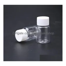 Butelki do pakowania 20 ml przezroczyste zwierzak małe okrągłe plastikową pigułkę butelkę z zakwarty