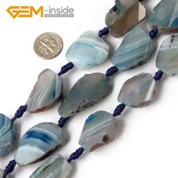 Crystal 2030mm Geminside Blue/ Red Color Natural Freeform Facettered Twist Banded Agates Lose Pärlor för smycken Making DIY Strand 15 "