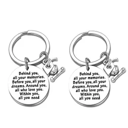 Key Rings 2021 30Mm Creative Ring Graduation Season Gift Doctor Hat Pendant Keychain Behind You All Your Memories Jewelry Accessorie Dhh3Z