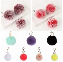 8 cm imitieren Kaninchenfell-Kugel-Schlüsselanhänger, Partybevorzugung, Pom Pom, Autotasche, Handtasche, Schlüsselanhänger, Dekoration, flauschige Kunstkaninchenfell-Schlüsselanhänger