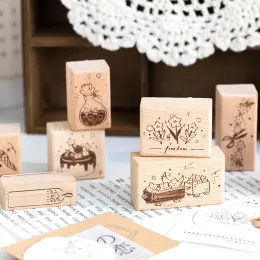 Francobolli in legno di fiume Guarnizione standard in gomma Kawaii per francobolli fai-da-te Scrapbooking Journal Card Making Decoroation Crafts