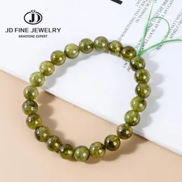 Bilezikler JD Doğal Tsavorite Garnet Boncuk Bilezikler Erkekler İçin Kadın Yüksek Kaliteli Cazibe Yuvarlak Taş Elastik Halat Strand Bilek Bangles