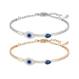 Pulseiras Evil Eye Element Devil Blue Crystal Tennis Pulseira para Mulheres Senhoras Rosa Ouro Ajustável Cadeia de Mão Proteger Presente da Família