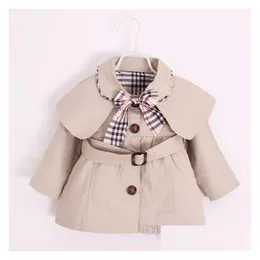 Tench Coats Designer Baby Girls Shawr Trench Coat Kids Plaid Bows Tie Tie Long Long Outwear Outwear Childr