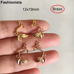 Other 10 Pairs( left and right )Brass Filigree Leaf Charms For Jewelry Projects 12x19mm Gold Metal Casted Scroll Leaves Charms AB
