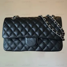 10A Mirror Quality Designer Classic Double Flap Bags 25cm Medium Womens Handbag Real Leather Caviar Lambskin Black Quilted Purse Crossbody Shoulder Chain Box Bag