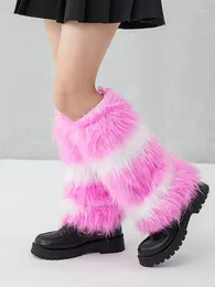 Skarpetki dla kobiet faux fur jk buty harajuku y2k lolita puszysty but Cover Zimowe ocieplenie rękawa stopy