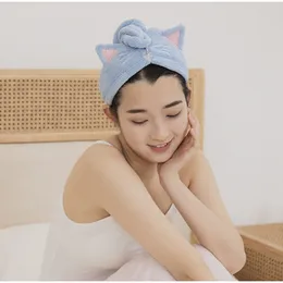 Cute Dry Hair Cap Asciugamano per capelli in microfibra Capelli lunghi Cappello ad asciugatura rapida Asciugamano da bagno Forte acqua assorbente Donne Wrap Asciugatura per capelli Asciugamano