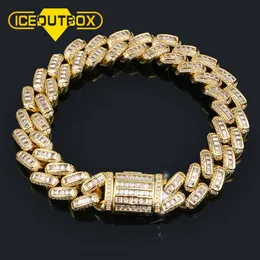 Bangle New Top Quality Baguette Zircon Miami Cuban Link Pulseira 20cm Colar Longo Gargantilha Gelado para Homens Hip Hop Moda Jóias