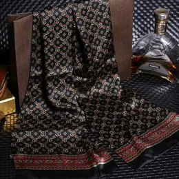 Sarongs 100 Natural Silk Double Layer Cravat Men Men Print Long وشاح هدية مميزة للرجال 28x160cm 230519