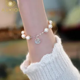 BANGGLE ASHIQI Guida Naturale Acqua dolce Pearl 925 Bracciale in argento Sterling Bracciale per donne