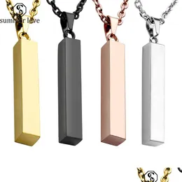 Anhänger Halsketten Lange Blank Bar Edelstahl Quadrat Gravur Chokers Halskette Für Männer Frauen Schmuck Sommer Geschenk Drop Lieferung PE Dh5Cx