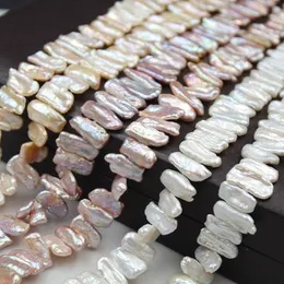 Crystal 8*18MM 16Pcs Flat Rectangular 100% Natural Freshwater Pearl Beads Charms Jewelry Loose Bead