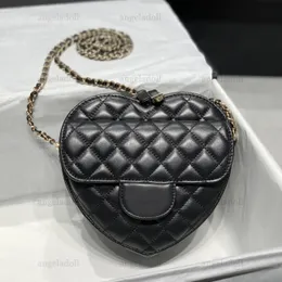 10A Spiegelqualität Designer Love Heart Bag Mittlere Gürteltaschen Echtleder Clutch Lammfell Steppklappe Schwarze Geldbörse Damen Umhängetasche