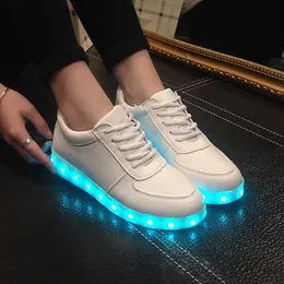Vestido sapatos comemore adulto unissex feminino masculino tênis luminoso luminoso brilhando meninos de carga USB LED SAPATOS DE LUZ
