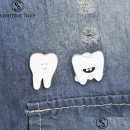 Pins Brooches Cartoon Smile Teeth Brooch Pins White Enamel Pin For Nurse Dentist Hospital Lapel Hat/Bag Denim Shirt Women Drop Deli Dhqwv