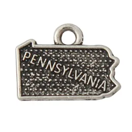 Charms Rainxtar Antique Silver Color Pennsylvania State Map Сплава Сплавы 12*16 мм 50 шт. AAC1189