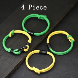 Bracelets 2022 4 Pieces Bracelet Set Unisex Colorblock Brazil Flag Color Yellow Green Rope Braclet Love Knot Couple Braslet Pulseira Tela