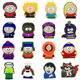 Anime-Anhänger im Großhandel, Kindheitserinnerungen, South Park, 16 Farben, lustiges Geschenk, Cartoon-Anhänger, Schuhzubehör, PVC-Dekoration, Schnalle, weiche Gummi-Clog-Anhänger