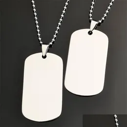 Pendant Necklaces Black Sier Plated Stainless Steel Blank Necklace Perso Nalized Engraving Own Logo Id Dog Tag Design Jewelry Drop D Dhd06