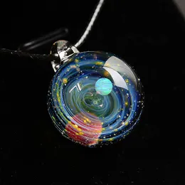 Halsketten LKO Nebula Cosmic Handgefertigter Opal-Galaxie-Glasanhänger mit Seil-Halskette für Männer und Frauen, Paarschmuck, Valentinstagsgeschenk