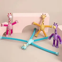 Other Toys 4pcs Telescopic Suction Cup Giraffe Toy Cartoon Puzzle ParentChild Interactive Decompression Stress Relief Z30 230519