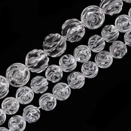 Cristal naturel blanc clair perles de Quartz 15 '' fleur Rose forme bricolage perles de cristal en vrac pour la fabrication de bijoux perles Bracelet collier cadeau