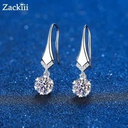 Stud Sterling Silver Real Moissanite Dangle Earrings Platinum Plating Gemstone Diamond Flower Drop Earrings For Women Fine Jewelry