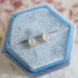 Stud LaMoon SemiPrecious Aquamarine Earrings for Women 925 Sterling Silver Stud Earrings 10k Gold Plated Blue Crystal EI008