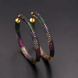 Huggie Luxury Colorful Hoop earrings for women gold color rainbow cubic zirconia bohemianラウンドビッグイヤリングガールパンクパーティーイヤリング