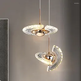 Pendellampor nordisk lyxstil ljuskrona UFO rund kristall för vardagsrum sovrum skåp hängande lampor deco armatur