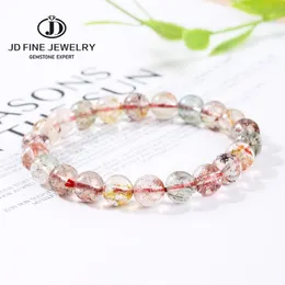 Bangle JD Genuine 7A Natural Ice Mixed Rutilated Quartz Bracelet Women Fashion Colorful Hair Crystal Healing Strand Wristband Jewelry