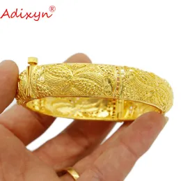 Bangle Adixyn Dubai Bangle for Women Indian African Biżuteria 24K Gold Color Mankiet Bransoletka Etiopska przyjęcie weselne Prezenty N022241