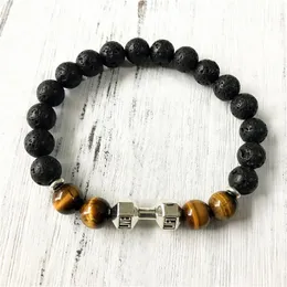 Bangle 2019 NUOVO STILE Tiger Eye Yoga Mala Bracciale Miglior regalo per uomini o donne NATURALE Pietra lavica Bracciale Power Energy Gioielli da polso