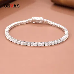 Bracciale OEVAS 100% argento sterling 925 3mm diamante ad alto tenore di carbonio trapano completo nicchia moda super flash braccialetto gioielleria raffinata regalo all'ingrosso