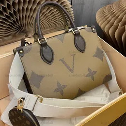 10A Mirror Quality Designers Tote Bags PM Onthego Shopping Bags 25cm Womens Reverse Canvas Handle Handbag Borsa a tracolla di lusso a tracolla con portamonete piccolo