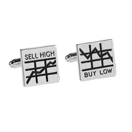 Sälj High Buy Low Cufflinks Novely Curved Square Manschettknappar Utsökta Fashion Men's French Shirt Manschett Länkar Aktiemarknaden