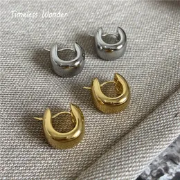 Huggie Timeless Wonder Brass Geo Hoop Earrings for Women Statement Jewelry Punk Gothic Luxury Boucles D'oreilles Korean Top Rare 6352