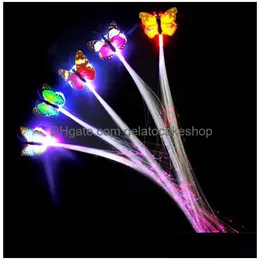 Other Household Sundries Butterfly Led Fiber Optic Lights Up Flashing Hair Flash Barrettes Clip Braids Party Christmas Supplies Drop Dhntk