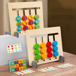 Blockerar fyra färg dinosaurie Animal Maze Puzzle Montessori -spel Upplysning Lärarhjälpmedel Baby Wood Education Toys for Children 230520