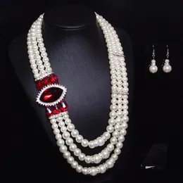 Colliers multicouches oeil blanc collier de perles ensemble collier ras du cou de perles pour les femmes style simple fait à la main bijoux de fête de mariage cadeau